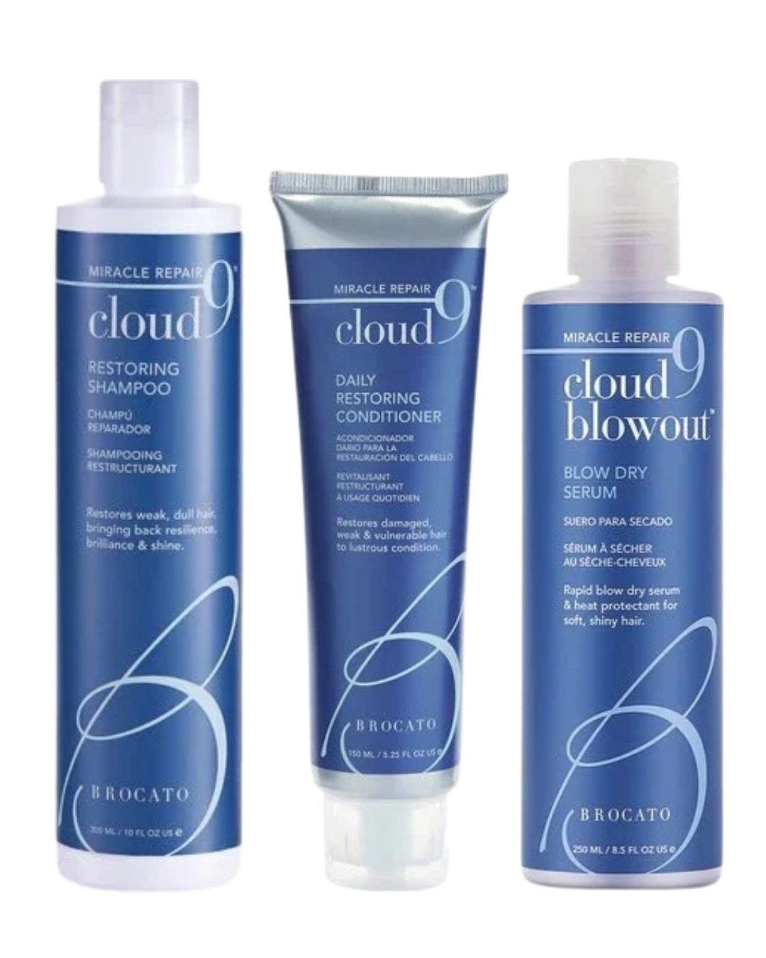 Cloud 9 Restoring Shampoo, Conditioner & Blow Dry Serum - Brocato Products